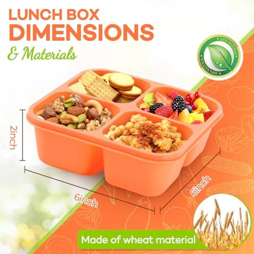 4 Pack Snack Containers Bento Box Adult Lunch Box, Meal Prep Container, Reusable Snack Box Lunch Containers Stackable for Work, Travel and Gym