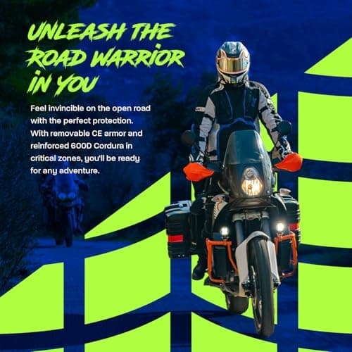 HWK Motorcycle Jacket for Men and Women Scorpion with Cordura Fabric for Enduro Motorbike Riding and Armor Foam Padding for Impact Protection, Dual Sport Motorcycle Jacket - Blue, X-Large — view 5