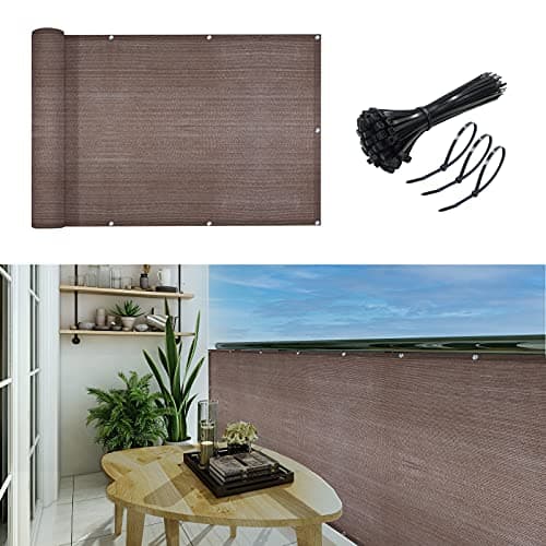 GardenLux 3'x20'Balcony Privacy Screen Cover Fence Cover UV Protection Weatherproof Windscreen Heavy Duty for Patio, Backyard,Brown