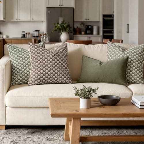 MIULEE Set of 2 Decorative Floral Throw Pillow Covers Neutral Vintage Fall Block Print Boho Farmhouse Cushion Covers for Modern Home Decor Couch Sofa Bed Living Room, 18x18 Inch, Chocolate Brown — view 5