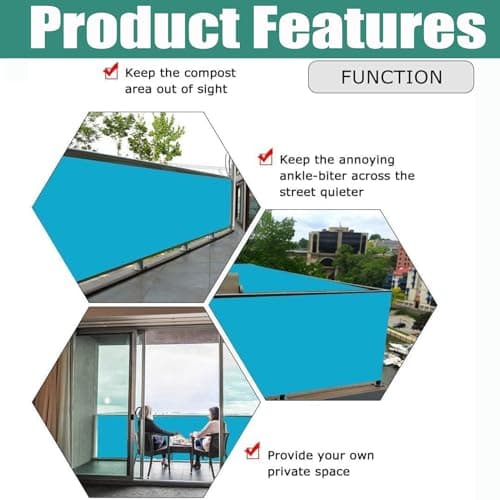 ZHhan Balcony Privacy Screen for Backyard Deck Patio Balcony Fence Porch Sun Shade PVC UV Protection Sun Wind 8 Days DeliveSapphire 14 Colors 20 Sizes 420D(Blue,5.2'x24.6')