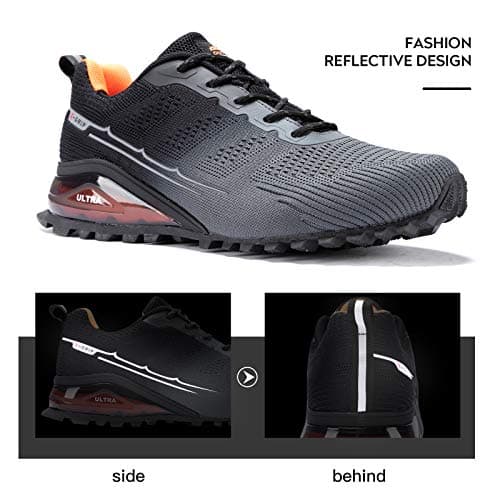 Kricely Men's Trail Running Shoes Fashion Hiking Sneakers for Men Tennis Cross Training Shoe Gray Non-Slip Walking Footwear Size 10 — view 5