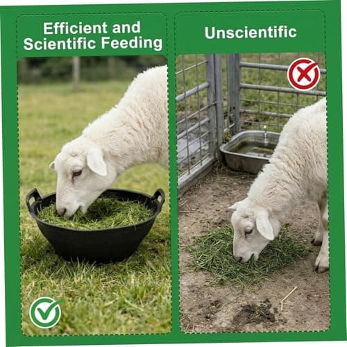 2-Pack 15.4 Inch Thick Rubber Feed Pan with Handle, Stackable Animal Feeding Buckets for Horses, Goats, Chickens, Livestock Feed Bowl, & Heavy Duty — view 4