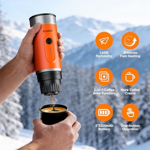 MyCampix Portable Espresso Machine for Travel, Self-Heating Coffee Maker Works with Capsules & Ground Coffee, Type-C Rechargeable for Outdoor Camping Car RV Business Trips — view 2