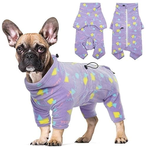 ROZKITCH Dog Fleece Jumpsuit Large, Pet Windproof Warm Cold Weather Jacket Vest with Luminous Zipper, Dog Halloween Costume Jumpsuit Apparel Outfit Clothes for Large Dogs Geometry 2XL