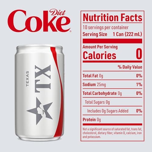Diet Coke Soda Soft Drink Fridge Pack Mini Cans, 7.5 fl oz, 10 Pack