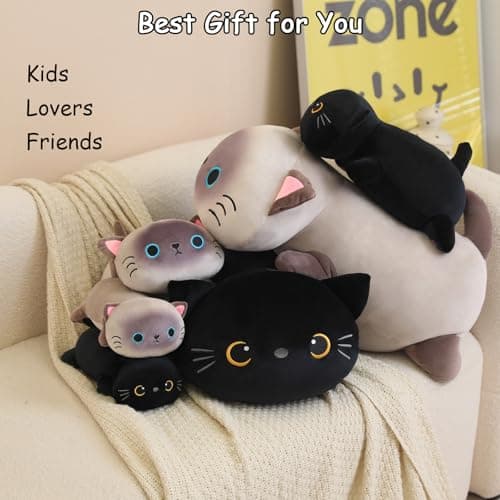 SQEQE Weighted Black Cat Stuffed Animals, Weighted Black Cat Plush, Cute Plushies Toy Gift for Kids Adults(9.8 Inch, 0.8 Lbs) — view 5