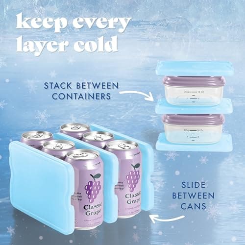 Cool Coolers by Fit & Fresh 4 Pack XL Slim Ice Packs, Quick Freeze Space Saving Reusable Ice Packs for Lunch Boxes or Coolers, Blue, 239ICE, 4 count (Pack of 1) — view 8