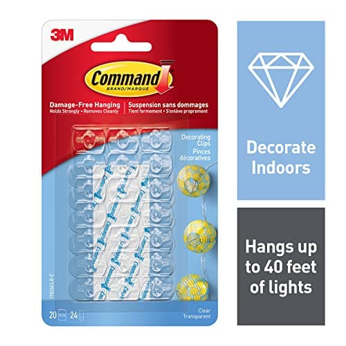 Command Decorating Clips, Mini, Clear, 20 Clips 24 Mini Strips, 17026CLR-C