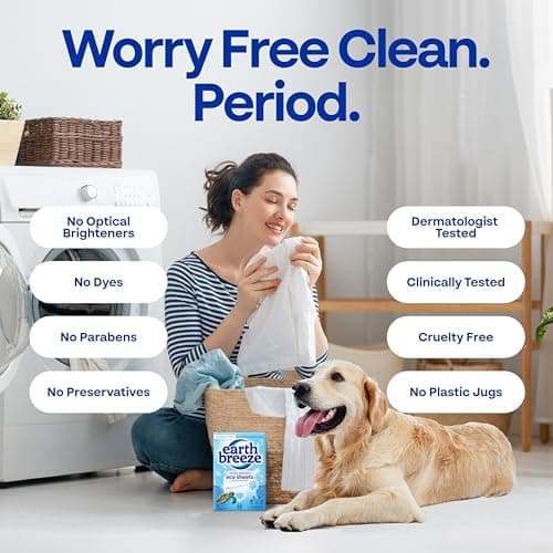 Earth Breeze Laundry Detergent Sheets Fragrance-Free - 180 Loads Eco Liquidless Soap - Travel-Friendly for Hot & Cold Cycles, Tackles Tough Stains & Odors - Gentle on Sensitive Skin, 90 Ct (3 Pack) — view 5