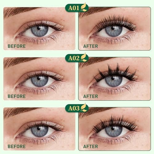KEYYOU Daily Wear Reusable Magnetic Eyelashes 2 Pair with Applicator No Glue Needed 3D Natural Magnetic Lashes, Easy to Apply & Long Lasting for Daily Use & Events(A01+A02) — view 5
