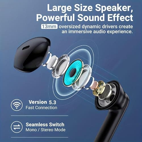 Wireless Earbuds, Bluetooth 5.3 Noise Cancelling Ear Buds with Charging Case, Digital Power Display Bluetooth Earbuds for Sport — view 2