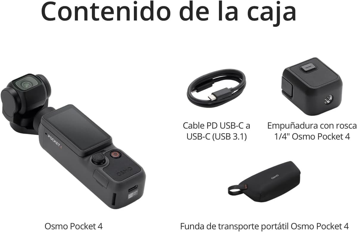 DJI Pack Esencial Osmo Pocket 4 Bundle, cámara para videovlogs de Bolsillo con estabilizador, 1″ CMOS y 4K/240 fps, estabilización de 3 Ejes (Combinación Esencial) — view 4