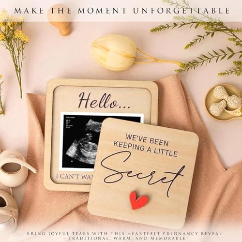 Pregnancy Announcement | 3x2 inch DIY Decorative Memory | Ultrasound Picture Frame Keepsake Box - for Kids Grandparents Home Decor Bedroom Shelf Apartment Party Holiday — view 4