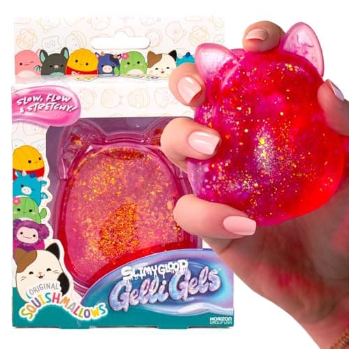 Original Squishmallows™ SLIMYGLOOP Pink Gelli Gels™, Slow Rising Sensory Squeeze Toy with Glitter, Gel Filled Fidget Toys