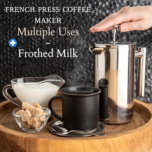 Mixpresso Stainless Steel French Press Coffee Maker 26 Oz 770 ml, Double Wall Insulated French Press Stainless Steel, Easy Clean Tea Brewer, Easy Press Durable Metal Coffee Press — view 3