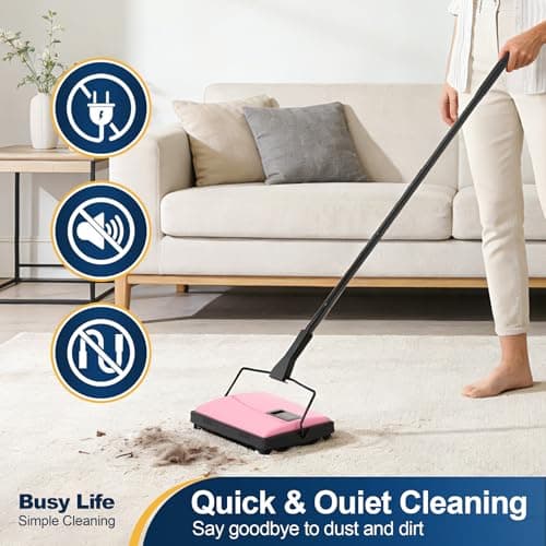 Yocada Manual Carpet Sweeper Cleaner Household Sweeper with Extra Brush — view 4