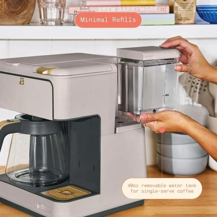Beauti Multi Brew 12 Cup Programmable Drip & Single Serve Coffee Maker, Versatile Brewing (6oz, 8oz, 10oz, 12oz, 14oz), Pods or Ground, Over Ice option, Keep Warm mode (Porcini) — view 6