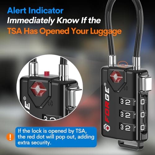 TSA Approved Cable Luggage Locks, Re-settable Combination with Alloy Body, Black 2 Locks. — view 2