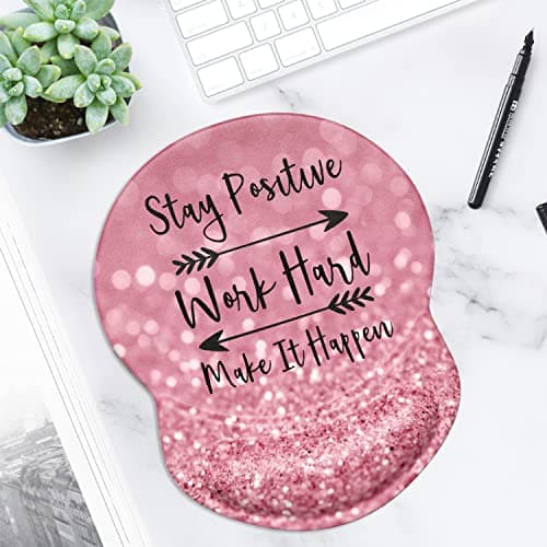 ITNRSIIET Ergonomic Mouse Pad with Gel Wrist Support Small Wrist Rest Smooth Surface Non-Slip PU Base Comfortable Office Supplies Pain Relief, 8.7 x 7.2 inches, Pretty Inspirational Quotes — view 5
