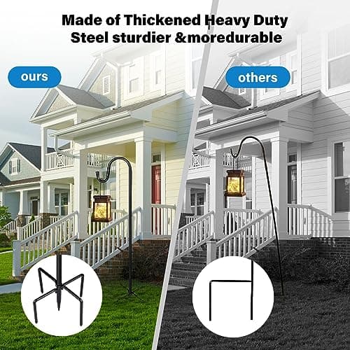 ToyHotels Shepherd Hooks for Outdoor, 1 Pack 46 Inch Bird Feeder Pole with 5 Prongs Base for Hanging Lantern, Hummingbird Feeder, Lightweight Plant, Shepherds Hook for Bird Feeders for Outside — view 2
