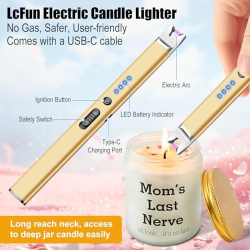 Birthday Gifts for Mom, Mom Birthday Gifts from Daughter Son, Funny Jar Scented Candle Gift Ideas for Mummy, Long Reach Electric Candle Lighter Gift Set for Mother — view 5