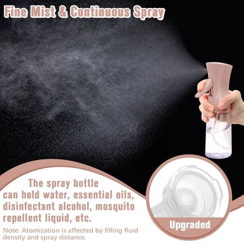 Fun Gift Spray Bottle For Hair,Continuous Water Mister for Hairstyling, Salons, Cleaning, Plants,Essential Oil Scents,Ultra Fine Mist Sprayer,6.8 OZ /200 ML-nude pink — view 3