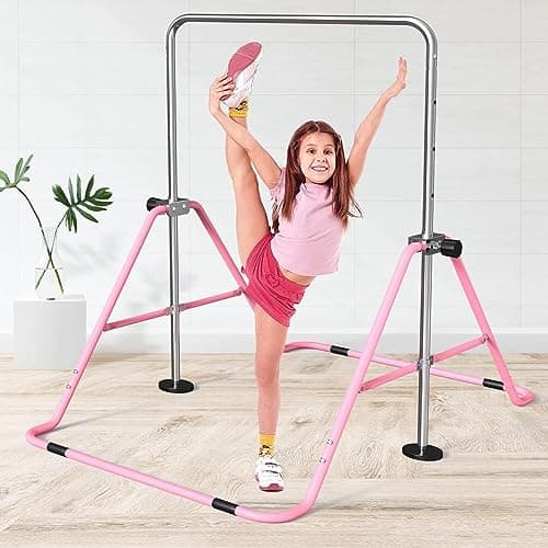 FBSPORT Folding Gymnastic Training Kip Bar with Rings,Expandable Gymnastics Bars Horizontal Bars Adjustable Height Fitness Equipment for Home/Floor/Practice/Gymnastics/Trainning/Parkour — view 5