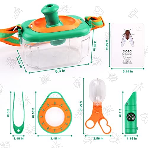 Bug Catcher Kit, Bug Catching Set with Whistle Magnifying Glass, Bug Habitat with Magnified Viewer, 8 Information Cards etc., Outdoor Explorer Outdoor — view 4
