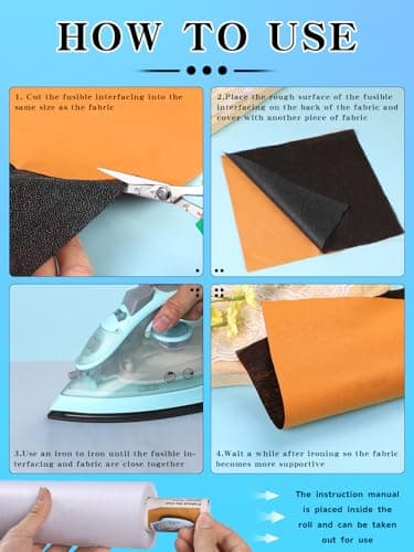 Black Lightweight Fusible Interfacing for Sewing: 11.6" X 30yd Interfacing Fabric for Sewing, Iron-On Non-Woven Single-Sided Interfacing for Crafts, Quilting Supplies — view 3