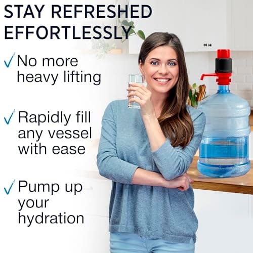 HotFrost Manual Water Pump for 5 Gallon Jug & Bottle – Non-Electric 5 Gallon Water Dispenser, Universal Hand Pump with 3 Adjustable Tubes, 53mm Screw Top Adapter, Spout Cap & Cleaning Brush, BPA-Free — view 5