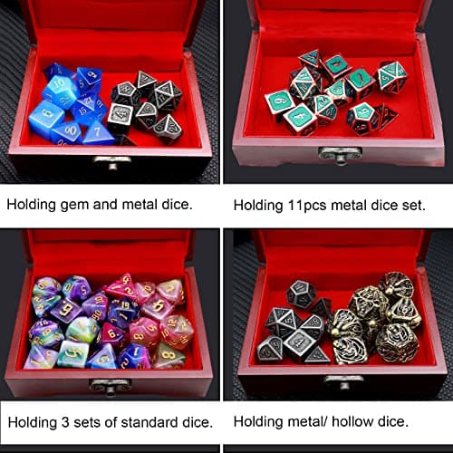 Haxtec Mystery DND Dice Set with Wood Dice Case Dual-Purpose Wooden Dice Box with Foam Insert DND Gifts D&D RPG Dice Set with Box — view 5