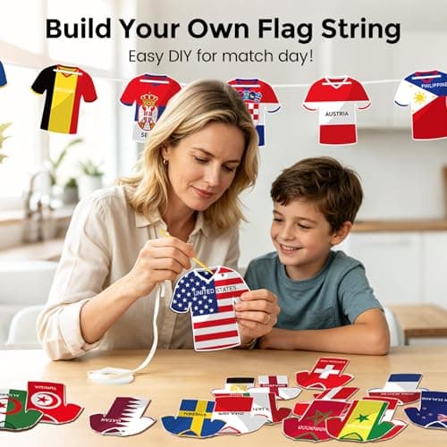 2026 World Soccer Jersey Flag Bunting Banner 49 Pcs - International Country String Flags Garland for Stadium Watch Parties, Sports Bar & Outdoor Celebrations, Fan Merchandise Decoration — view 4