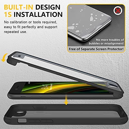 Miracase for iPhone SE Phone Case 3rd/2nd Generation 2022 2020 Full-Body with Built-in Glass Screen Protector, Heavy Duty 360° Protective Shockproof Bumper Cover for iPhone 8/SE 4.7 Inch, Black — view 3
