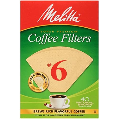 MELITTA Natural Brown #6 Cone Filters, Cone Coffee Filters, Replacement Filters, Coffee Maker Filters, 40 Count (Pack of 12)