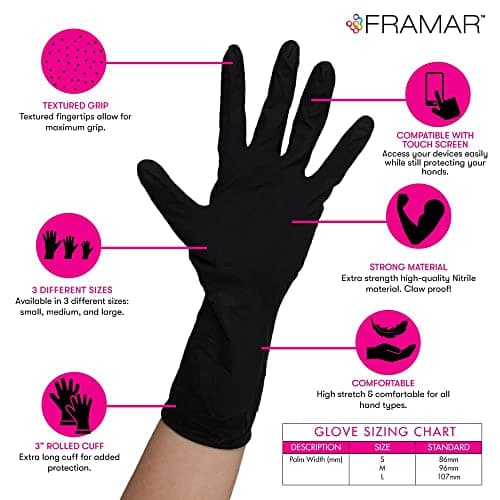 FRAMAR Black Nitrile Gloves Medium, Disposable Gloves, Latex Free, 100