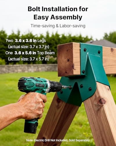VEVOR Swing Set Brackets, Heavy-Duty A-Frame Set Hardware, with 2 A-Frame Swing Brackets & 4 Hangers, Sturdy for Playground Backyard Park Equipment Mounting Parts Outdoor, Hardware Included, Green — view 4