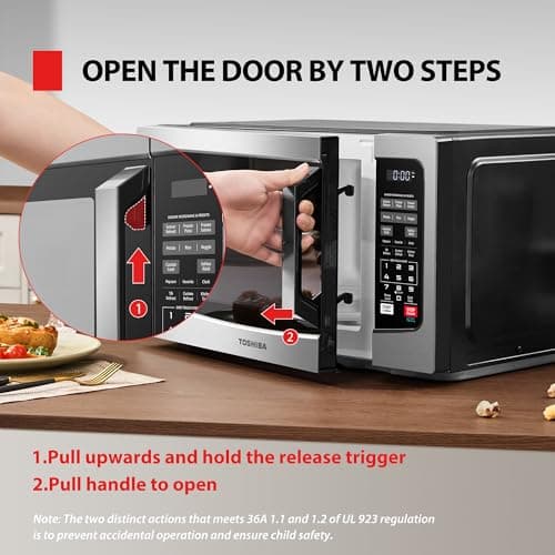 TOSHIBA EM131A5C-SS Countertop Microwave Ovens 1.2 Cu Ft with 12.4" Removable Turntable Smart Humidity Sensor, 12 Auto Menus Mute Function ECO Mode Easy Clean Interior, 1000W, Silver — view 6