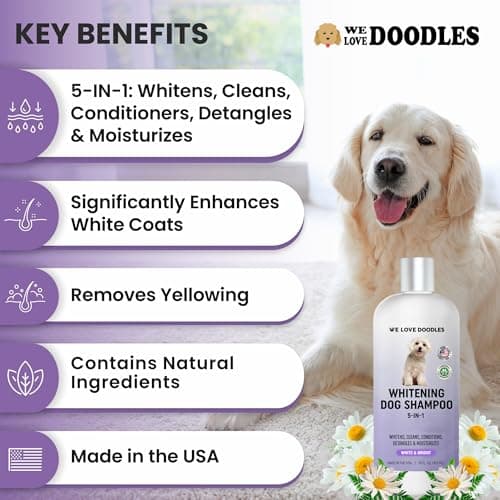 Whitening Dog Shampoo | Made in USA | Brightening Dogs Fur | White & Bright Hair | Removes Stains & Discoloration [We Love Doodles] — view 2