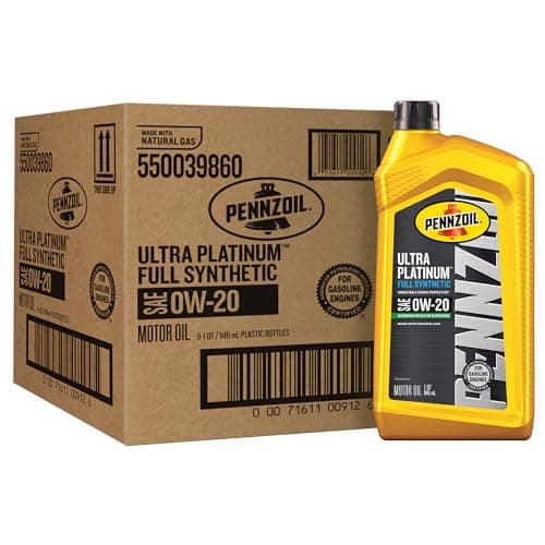 Pennzoil Ultra Platinum Full Synthetic 0W-20 Motor Oil, 1 Quart (6 Pack)