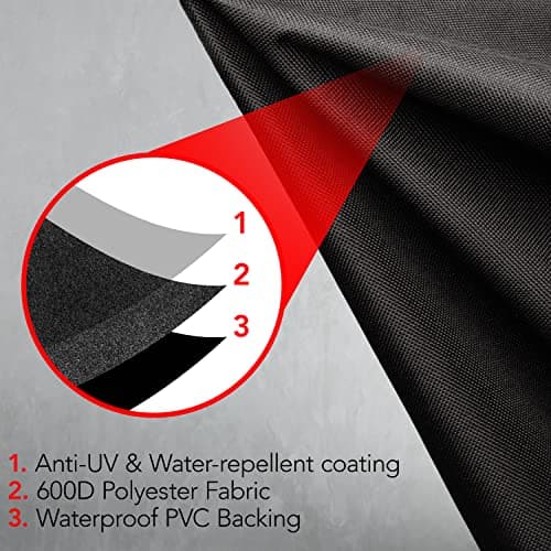 GrillTough Heavy Duty BBQ Grill Cover for Outdoor Grill, 58 Inch – Waterproof, Weather Resistant, UV & Fade Resistant with Fastening Straps – Gas Grill Cover for Weber, Genesis, Charbroil, etc. Black