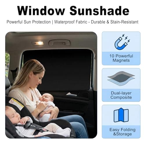 AMZAUTO Car Window Shades, 4PCS Magnetic Blackout Sun Shade Blinds for Side Windows, Privacy Car Curtains for Napping, Breastfeeding, Windshield Cover, Essential Vehicle Accessories for Camping — view 2