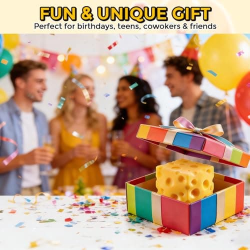 Cheese Squishy (6cm),Cheese Block Squeeze Toy,Squishies Stress Relief Fidget Toys,Stocking Stuffer Novelty Birthday Gifts for Kids Teens Boys Girls (2.4 inch) — view 5