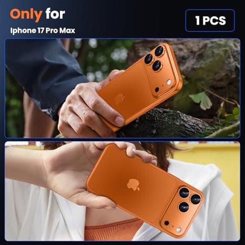 WSKEN for iPhone 17 Pro Max Camera Lens Protector - [Military Grade Shatterproof] [Strong Adhesion] Metal Aluminum Alloy Tempered Glass Camera Screen Protector, Orange Titanium — view 5