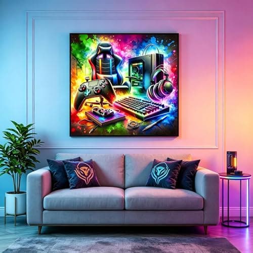OJTOYART Video Game Diamond Art Kits for Adults,DIY Gaming Equipment Diamond Painting Kits for Beginner,5D Full Round Drill Diamond Gem Painting Kits for Home Wall Decor 13.79 x 13.79Inch — view 3