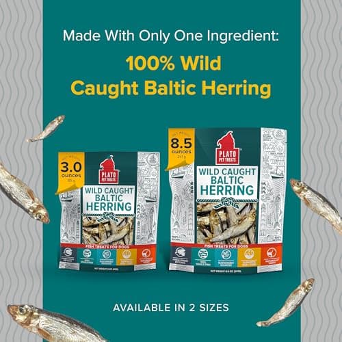 Plato Pet Treats Fish Dog Treats - Air-Dried, Single Ingredient Pet Treat - Omega 3 & 6 Fatty Acids to Support Skin and Coat - 100% Whole Fish - Wild Caught Baltic Herring - 3oz - 2 Pack — view 3