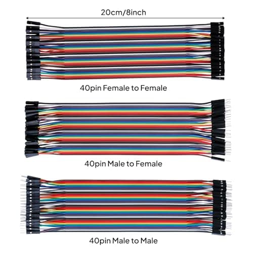ELEGOO 120pcs Multicolored Dupont Wire 40pin Male to Female, 40pin Male to Male, 40pin Female to Female Breadboard Jumper Wires Ribbon Cables Kit Compatible with Arduino Projects — view 5