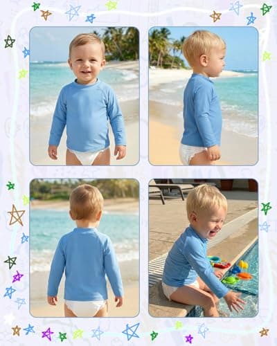 babygoal Baby Blue Long Sleeve Rash Guard UPF 50+ Sun Protection Swim Shirt for Boys Girls, Infant Toddler UV Swimwear for Beach Pool Swimming SY05-18-24M-CA