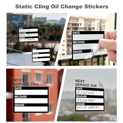 Static Cling Oil Change Stickers for Windshield, 120 Pcs 2x2 Inches No Glue No Residue Clear Next Service Due Reminder Labels for Car Window, Upgraded Transparent Removable Auto Maintenance Sticker — view 6