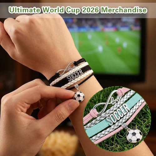 UPEOXT 2 Sets 2026 Soccer Merchandise, Handcrafted Soccer Bracelet for Women and Teens, Football Jewelry Accessory, Football Fan Gifts, Team Gear, Fan Merch (2 Sets) — view 4